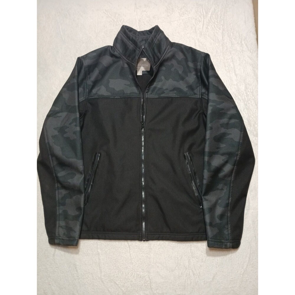 Falls Creek Performance Men's Full Zip Black Camouflage Jacket Size M EUC